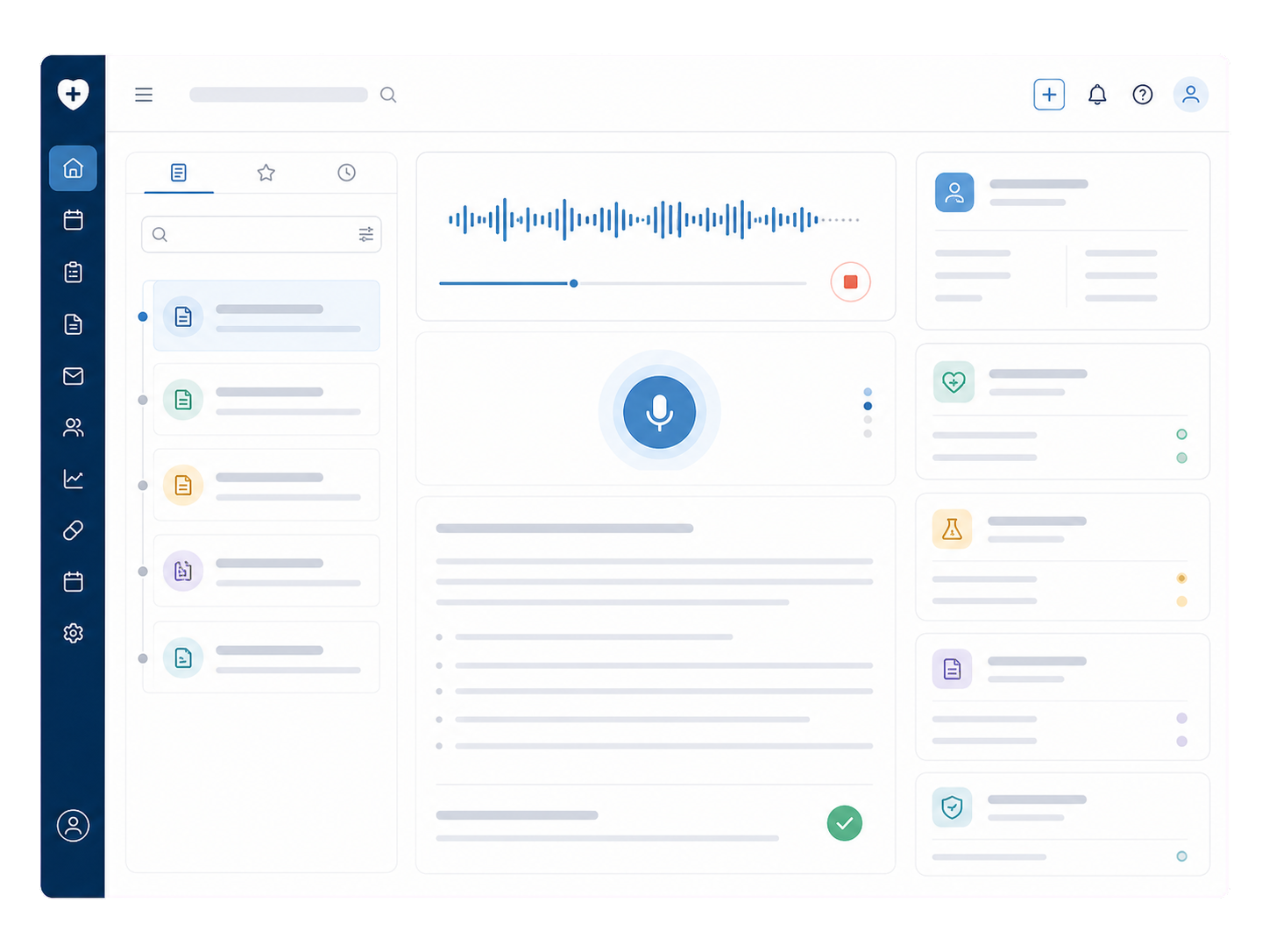 Application générique de dictée médicale transformant un enregistrement en compte rendu structuré.